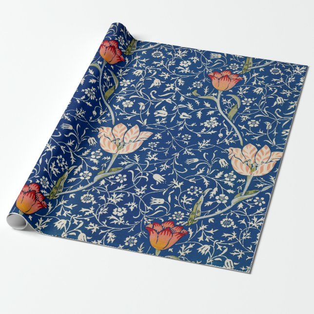 William Morris Medway Blue Floral  Wrapping Paper (Unrolled)
