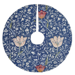 William Morris Medway Blue Tulip Floral Art Brushed Polyester Tree Skirt