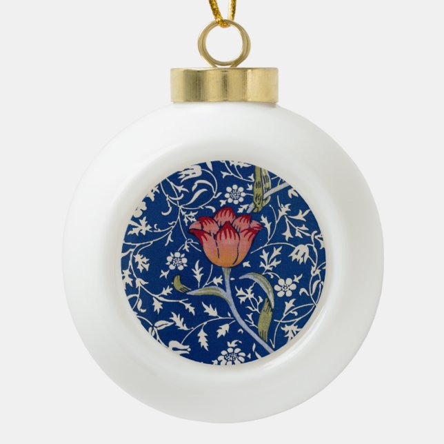 William Morris Medway Pattern Ceramic Ball Christmas Ornament (Front)