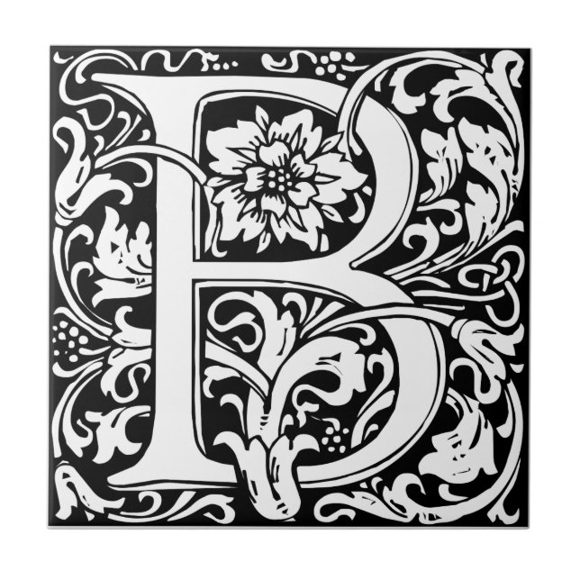 William Morris Monogrammed Letter B  Tile (Front)