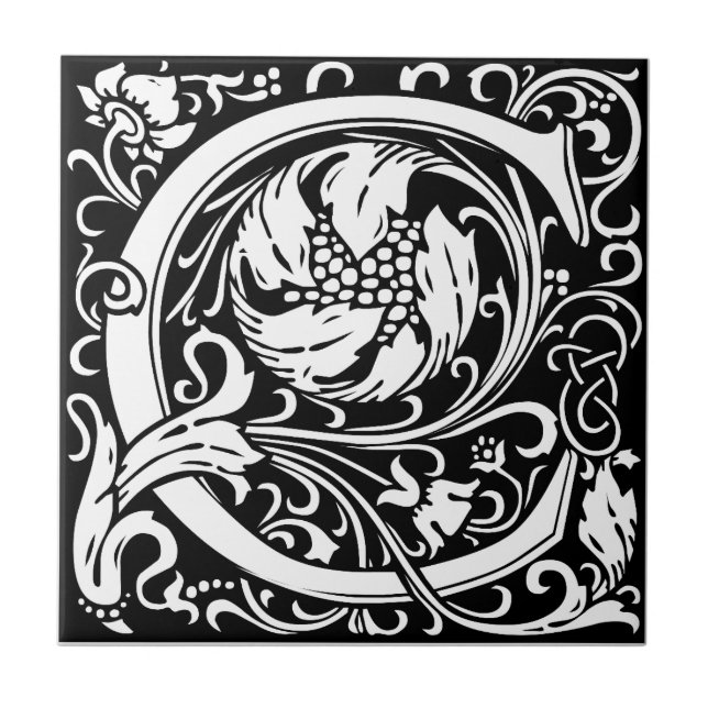 William Morris Monogrammed Letter C Tile (Front)