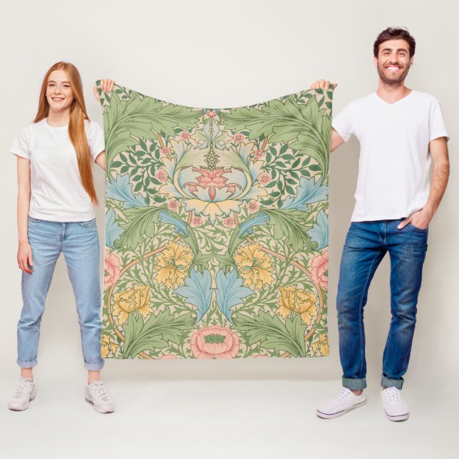 William Morris Myrtle Flower Floral Botanical Fleece Blanket (In Situ)