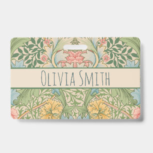 William Morris Myrtle Flower Floral Botanical ID Badge