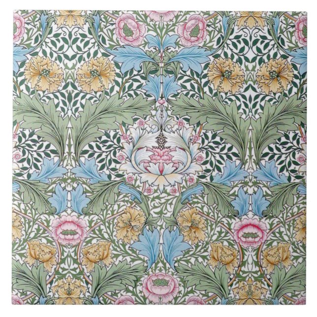 William Morris Myrtle Pattern Art Tile or Trivet (Front)