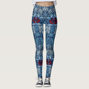 William Morris Navy Blue Tulip Rose Wallpaper Leggings