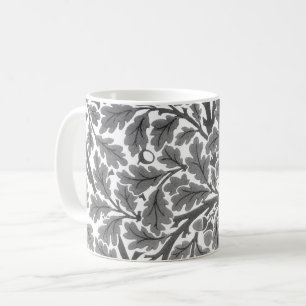 William Morris Oak Leaves, Grey / Grey and White Coffee Mug