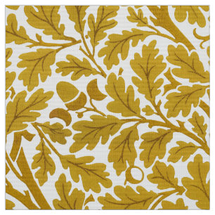 William Morris Oak Leaves, Mustard Yellow & White  Fabric