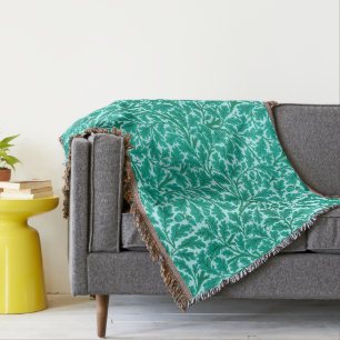 William Morris Oak Leaves, Turquoise & Aqua  Throw Blanket