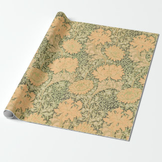WILLIAM MORRIS ORANGE AND GREEN WRAPPING PAPER