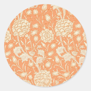 William Morris Orange Floral Classic Round Sticker