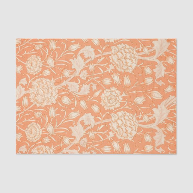 William Morris ORANGE FLORAL Tissue Paper (Front)