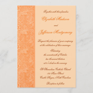 William Morris Orange Floral Wedding Invitation