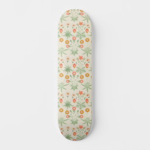William Morris Orange, Pink & Green Daisy Pattern  Skateboard