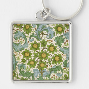 William Morris Orchard Green Floral Art Key Ring