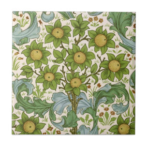 William Morris Orchard Green Floral Art Tile