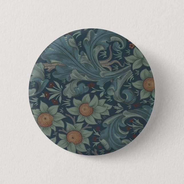 William Morris Orchard Pattern Art 6 Cm Round Badge (Front)