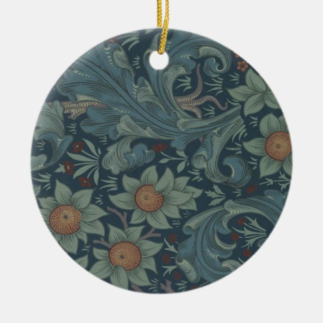 William Morris Orchard Pattern Art Ceramic Tree Decoration (Front)