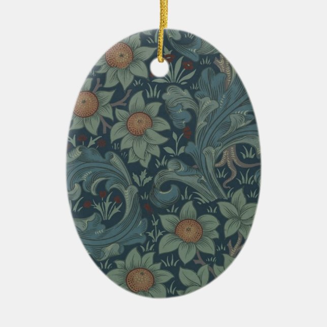 William Morris Orchard Pattern Art Ceramic Tree Decoration (Front)