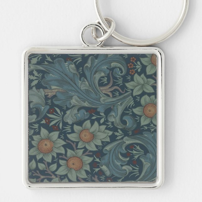 William Morris Orchard Pattern Art Key Ring (Front)