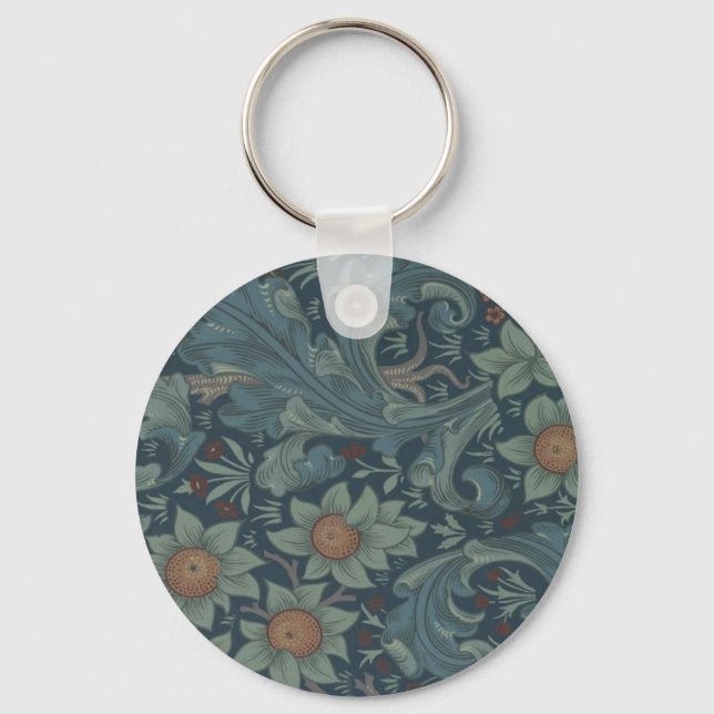 William Morris Orchard Pattern Art Key Ring (Front)