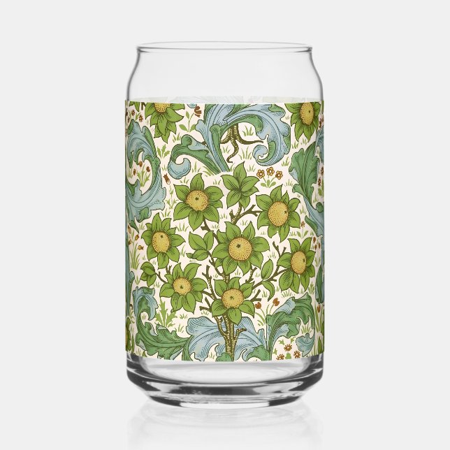William Morris' Orchard Pattern Art Nouveau Can Glass (Front)