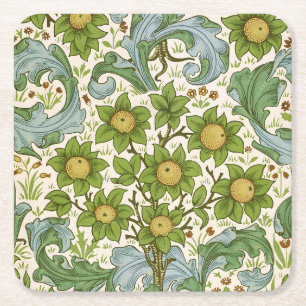 William Morris' Orchard Pattern Art Nouveau Square Paper Coaster