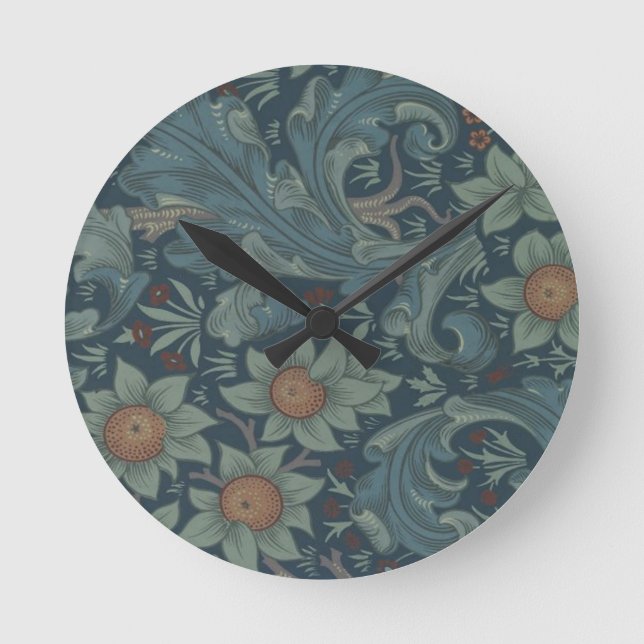 William Morris Orchard Pattern Art Round Clock (Front)
