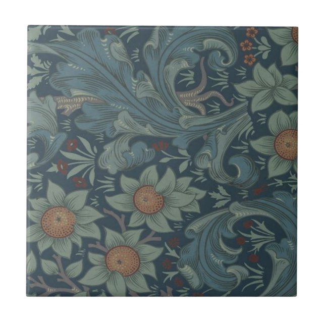 William Morris Orchard Pattern Art Tile (Front)