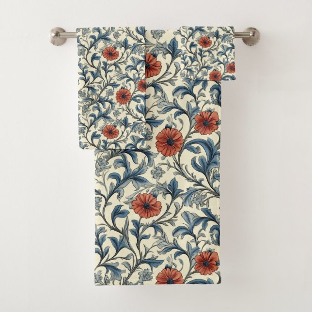 William Morris Pattern  Bath Towel Set (Insitu)