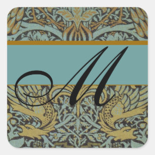 William Morris Pattern Monogram Wedding Stickers