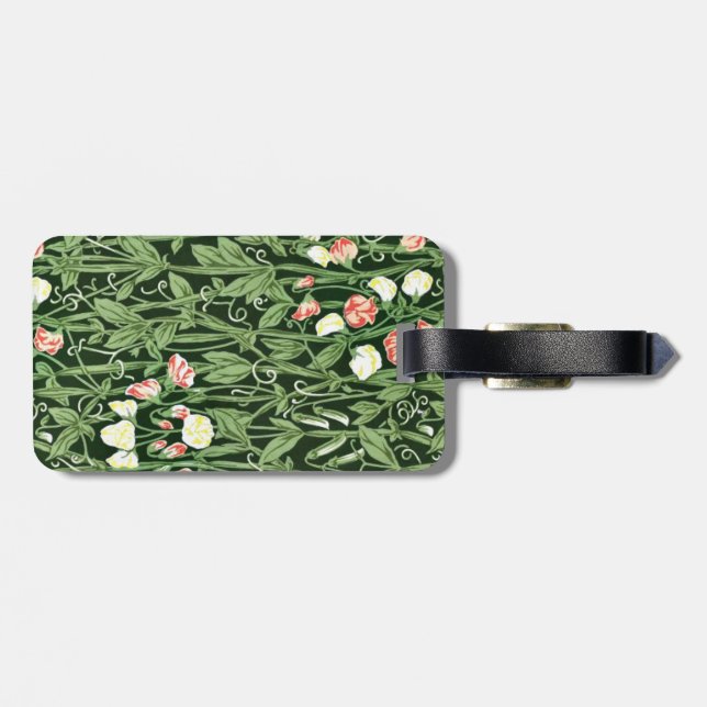 William Morris pattern, Sweetpea Luggage Tag (Back Horizontal)