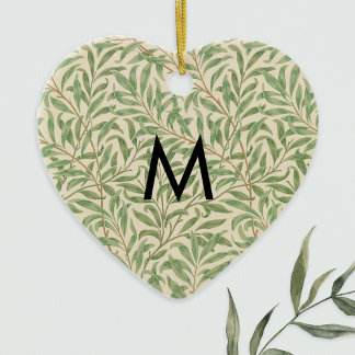 William Morris Patterned Willow Bough Monogram Ceramic Tree Decoration