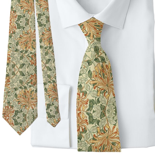 William * Morris Peach Green Floral  Tie (Creator Uploaded)
