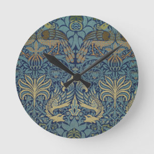 William Morris Peacock and Dragon Round Clock