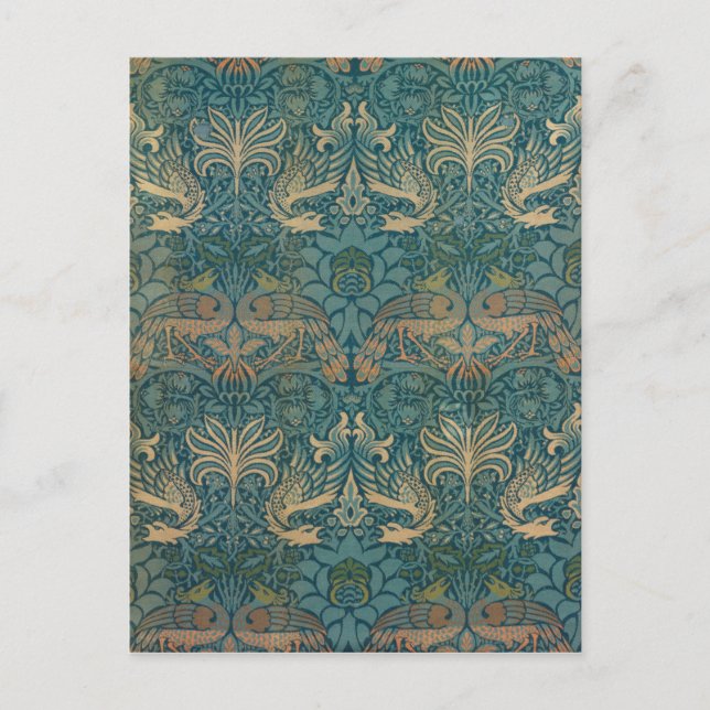 William Morris Peacock and Dragon Textile Design Postcard (Front)