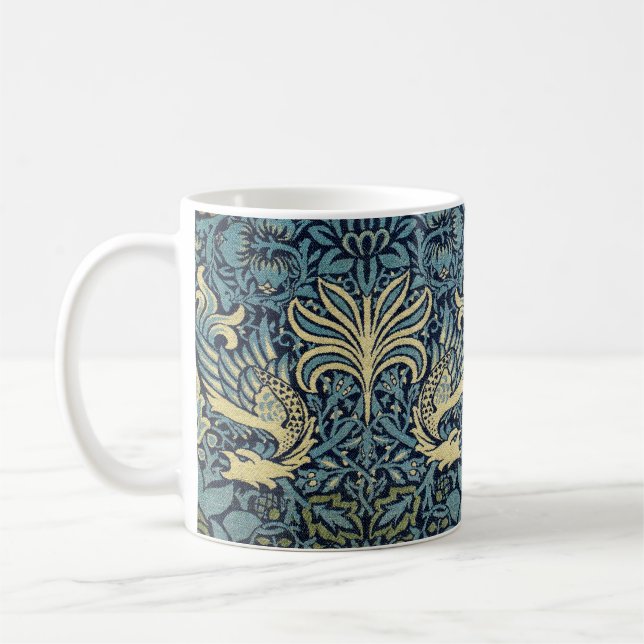 William Morris Peacock and Dragon Woven Design Coffee Mug (Left)