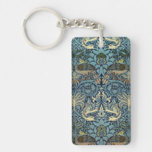 William Morris Peacock and Dragon Woven Design Key Ring