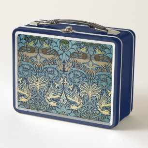 William Morris Peacock and Dragon Woven Design Metal Lunch Box
