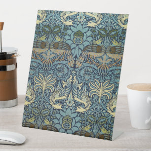William Morris Peacock and Dragon Woven Design Pedestal Sign