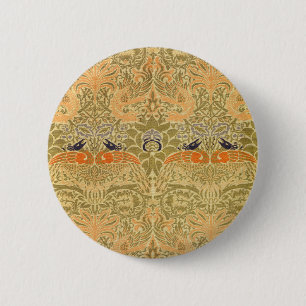 William Morris Peacock & Dragon Arts & Crafts 6 Cm Round Badge