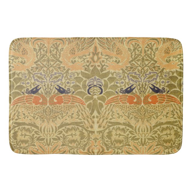 William Morris Peacock & Dragon Arts & Crafts Bath Mat (Front)