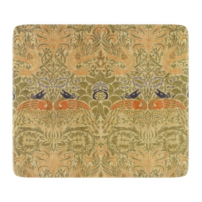 William Morris Peacock & Dragon Arts & Crafts Cutting Board (Front)
