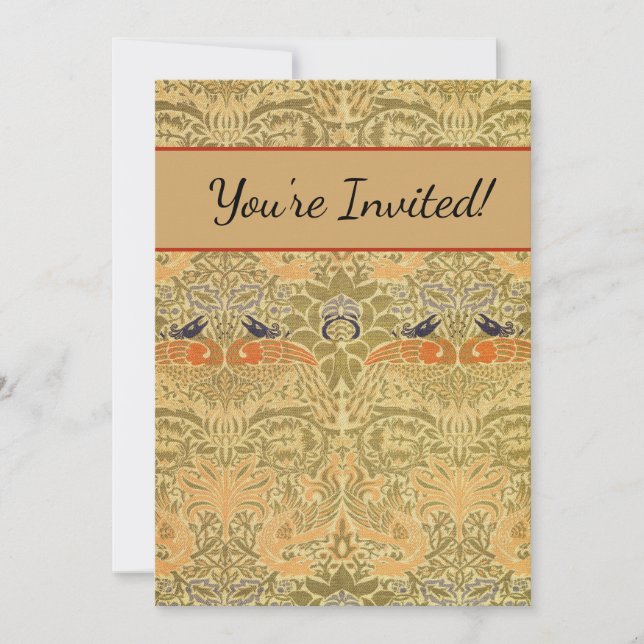 William Morris Peacock & Dragon Arts & Crafts Invitation (Front)