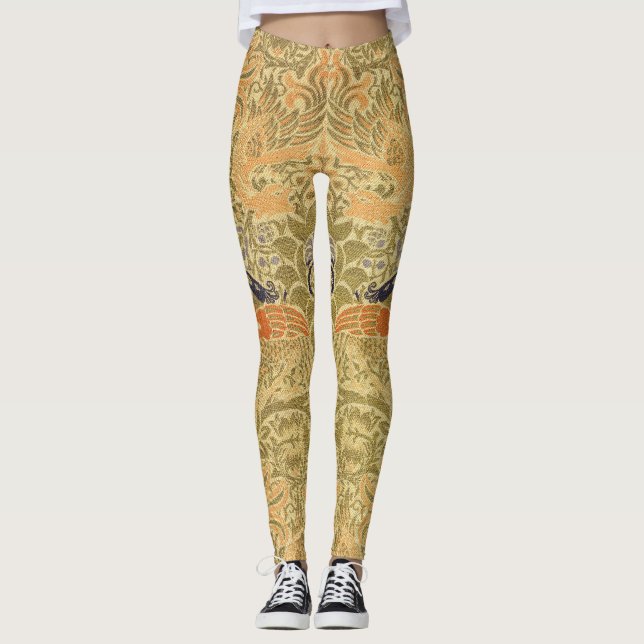 William Morris Peacock & Dragon Arts & Crafts Leggings (Front)