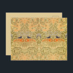 William Morris Peacock & Dragon Arts & Crafts Postcard<br><div class="desc">Discover the grandeur of William Morris's celebrated "Peacock and Dragon" design, a masterpiece from 1878 that exemplifies the height of the Arts and Crafts movement. This intricate pattern features symmetrically arranged mythical creatures – the stately peacock and the powerful dragon – interwoven with lush, stylised foliage and floral motifs. The...</div>