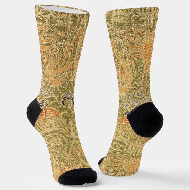 William Morris Peacock & Dragon Arts & Crafts Socks (Angled)