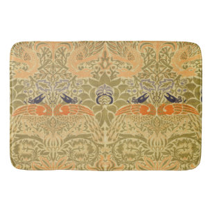 William Morris Peacock Dragon Vintage Arts Crafts Bath Mat