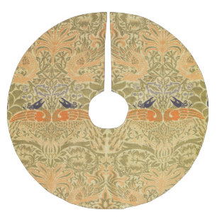 William Morris Peacock Dragon Vintage Arts Crafts  Brushed Polyester Tree Skirt