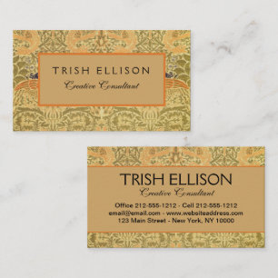 William Morris Peacock Dragon Vintage Arts Crafts Business Card
