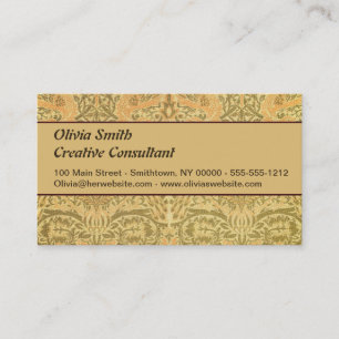 William Morris Peacock Dragon Vintage Arts Crafts Business Card